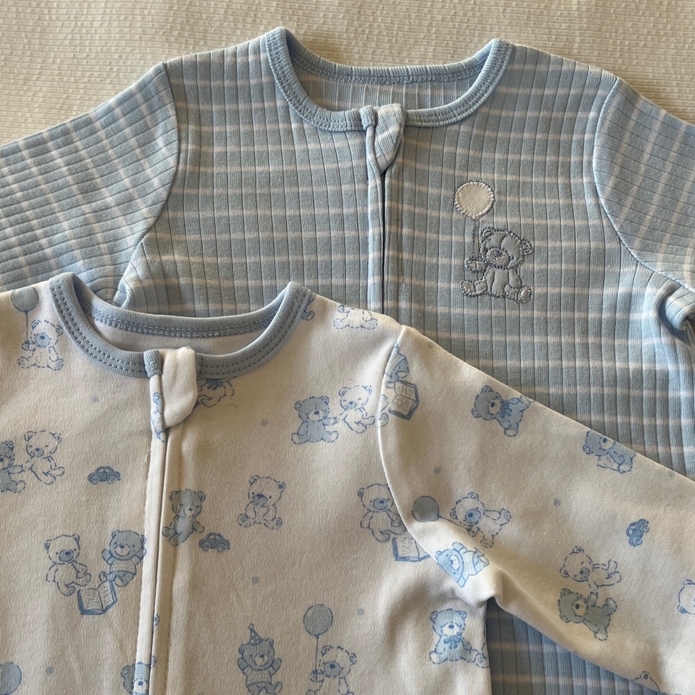 New Little Me Baby One-Piece Sleepers - 2 Pieces, 9 Months, Organic Cotton, NWT